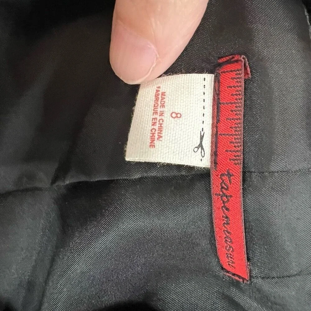 Anthropologie Black Velvet Crepe Ruffle Collar Tie Closure Blazer - Picture 3 of 8